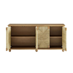 Tatvaacasa 71 Inch Oak Wood Seagrass Sideboard in Oak
