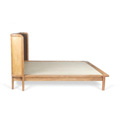 Tatvaacasa Solid Wood Bed with Headboard Panel & Matching Bedside Table