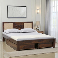 Sheesham Wood Queen Size Bed With Storage Drawers