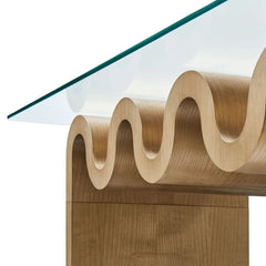 Tatvaacasa Glass Top Coffee Table in Natural