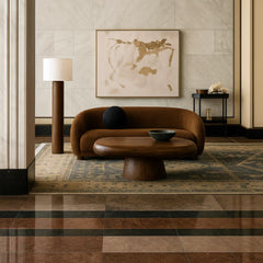 Tatvaacasa Modern Round Wooden Coffee Table