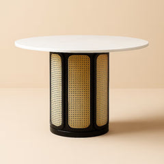 Marble and Cane Round Dining Table
