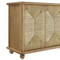 Tatvaacasa 71 Inch Oak Wood Seagrass Sideboard in Oak