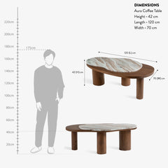 Wooden Coffee Table With Marble Top Mix