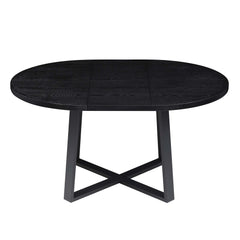 Round Dining Table with Metal Legs, Black