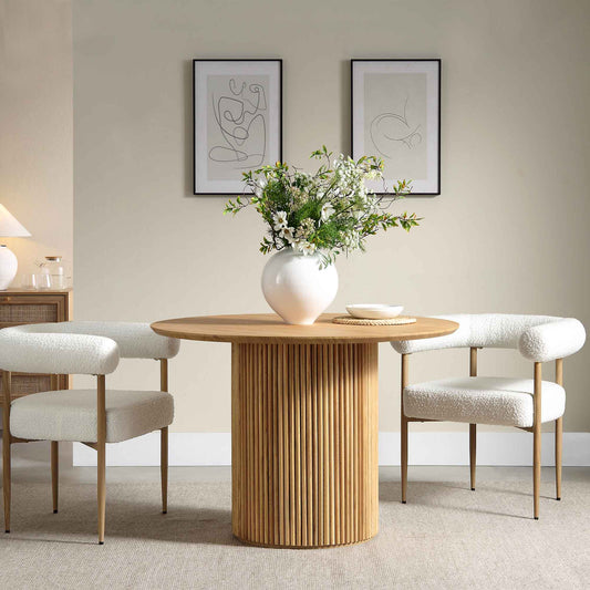 Linea Casa Round Oak Pedestal Dining Table, Oak