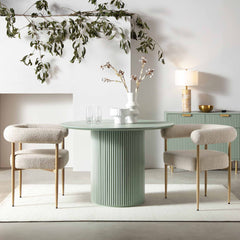 Linea Casa Ceramic Top Oak Pedestal Round Dining Table