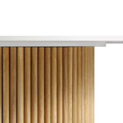 Linea Casa Ceramic Top Oak Pedestal Round Dining Table