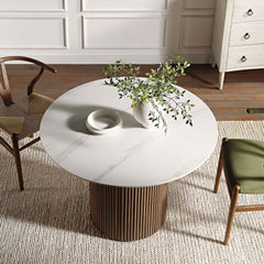 Linea Casa Round Pedestal Dining Table, Oak