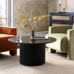 Linea Casa Round Oak Pedestal Coffee Table, Oak