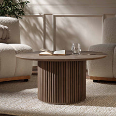 Linea Casa Round Oak Pedestal Coffee Table, Oak