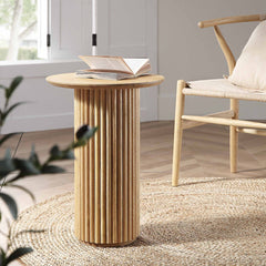 Linea Casa Oak Round Side Table, Oak