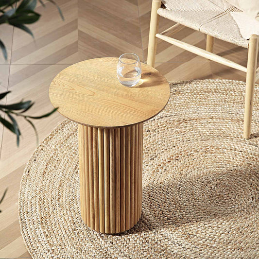 Linea Casa Oak Round Side Table, Oak
