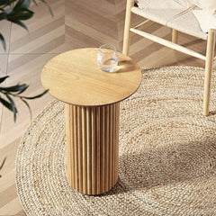 Linea Casa Oak Round Side Table, Oak