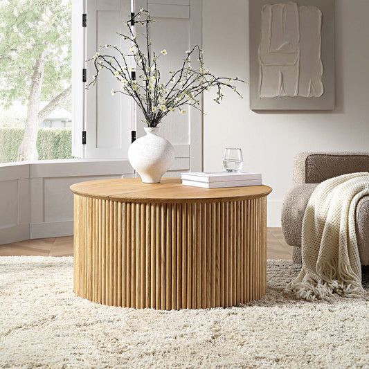 Linea Casa Oak Round Coffee Table with Storage, Oak
