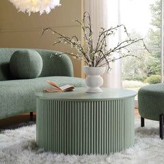 Linea Casa Oak Round Coffee Table with Storage, Oak