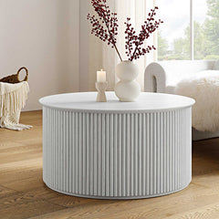 Linea Casa Oak Round Coffee Table with Storage, Oak