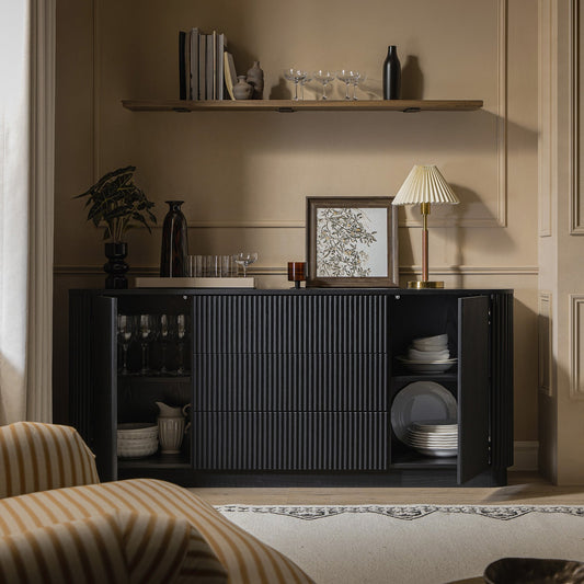 Linea Casa Large 2-Door Sideboard with Drawers, Black