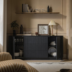 Linea Casa Large 2-Door Sideboard with Drawers, Black