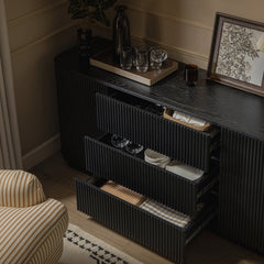 Linea Casa Large 2-Door Sideboard with Drawers, Black