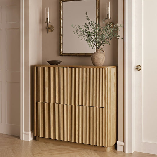 Linea Casa 4-Door Shoe Storage Cabinet, Oak