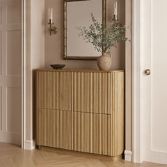 Linea Casa 4-Door Shoe Storage Cabinet, Oak