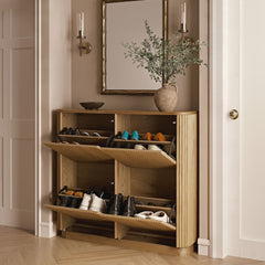Linea Casa 4-Door Shoe Storage Cabinet, Oak
