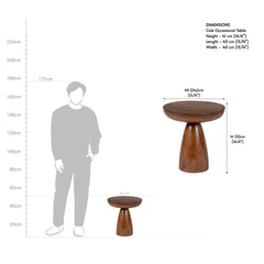 Round Wooden Walnut Finish Side Table