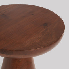 Round Wooden Walnut Finish Side Table