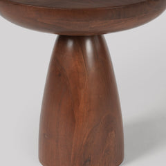 Round Wooden Walnut Finish Side Table