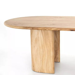 Tatvaacasa Modern Oval Mango Wood Dining Table – Natural & Caramel Finish