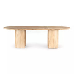 Tatvaacasa Modern Oval Mango Wood Dining Table – Natural & Caramel Finish