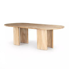 Tatvaacasa Modern Oval Mango Wood Dining Table – Natural & Caramel Finish