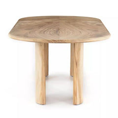 Tatvaacasa Modern Oval Mango Wood Dining Table – Natural & Caramel Finish