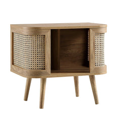 Regal Curved Rattan Bedside Table, Natural