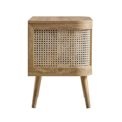 Regal Curved Rattan Bedside Table, Natural