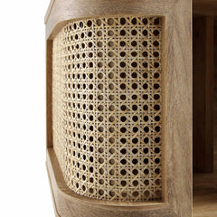 Regal Curved Rattan Bedside Table, Natural