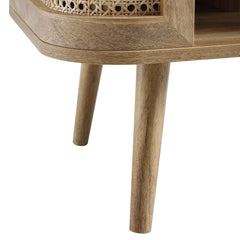 Regal Curved Rattan Bedside Table, Natural