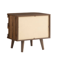 Regal Curved Rattan 2-Drawer Bedside Table, Dark Walnut