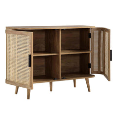 Regal Curved Rattan 2-Door Small Sideboard, Natural
