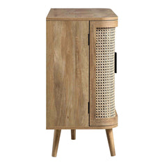 Regal Curved Rattan 2-Door Small Sideboard, Natural