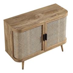 Regal Curved Rattan 2-Door Small Sideboard, Natural