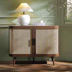 Regal Curved Rattan 2-Door Small Sideboard, Natural