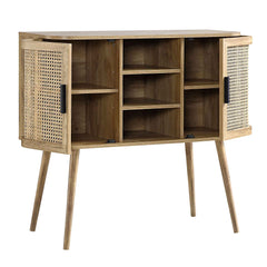 Regal Curved Rattan 2-Door Buffet Sideboard, Natural