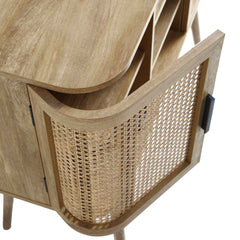 Regal Curved Rattan 2-Door Buffet Sideboard, Natural