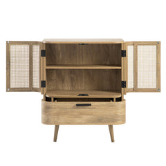 Regal Curved Rattan 1-Drawer Small Sideboard, Natural