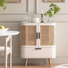 Regal Curved Rattan 1-Drawer Small Sideboard, Natural