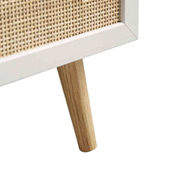 Nordic Woven Rattan Tall Chest of 4 Drawers, White