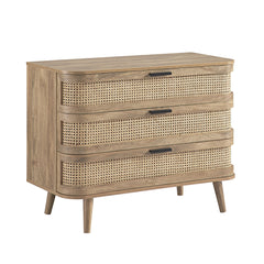 Regal Curved Rattan Chest of 3 Drawers, Natural
