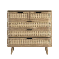 Regal Curved Rattan Chest of 5 Drawers, Natural